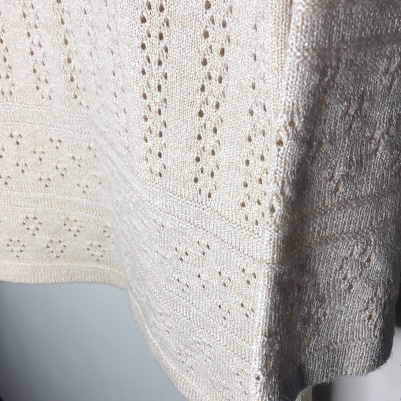 VINTAGE MISS PERNILLA Champagne Delicate Knit Open Cardigan Sweater Size 12 - Picture 12 of 16